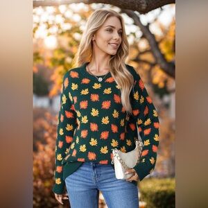 Kiel James Patrick Cozy Cabin Sweater Fall Maple Leaf